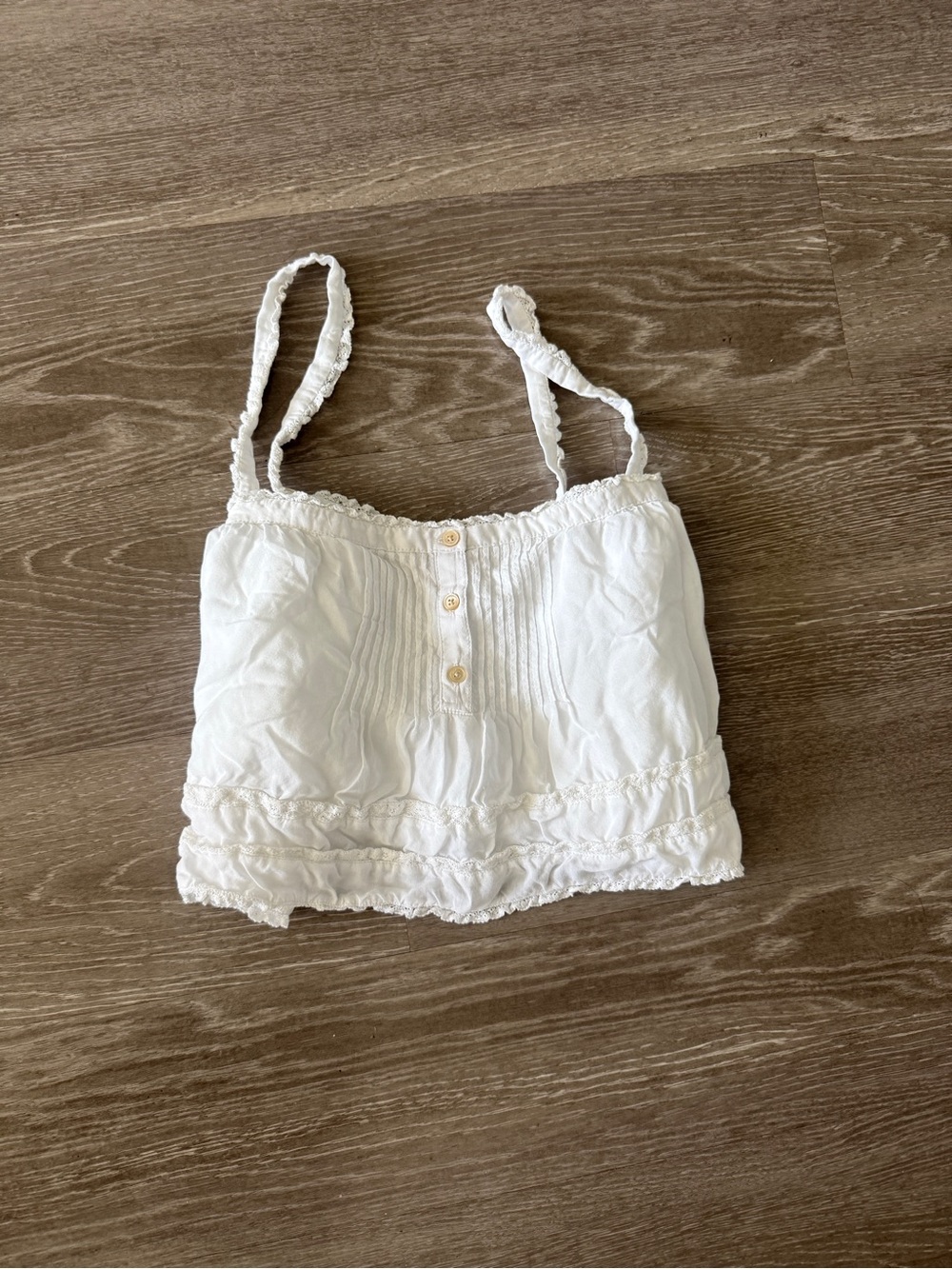aritzia White Ruffle Cami Tank Top XXS
